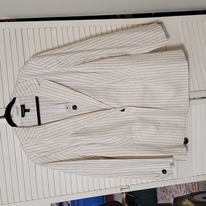 Lane Bryant Women's blazer white with black stripes 28 modern stretch NWT